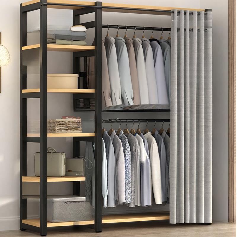 新款收纳衣柜开放式衣柜遮挡帘卧室开放式多层简易衣帽架出租奥跃