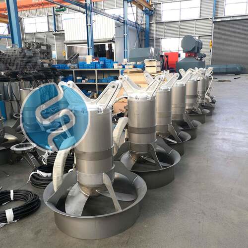潜水搅拌机QJB3/8-400/3-740小型潜水搅拌器安装系统实物图