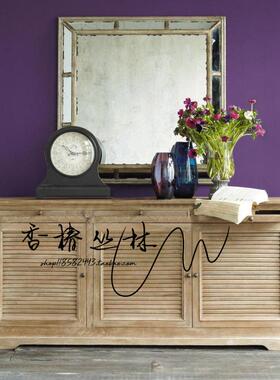 RH出口欧式乡村实木餐边柜法式仿古百叶门玄关柜美式橡木浴室柜