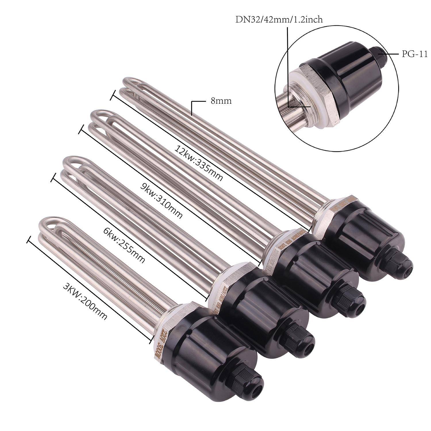 3000w-12KW电热管不锈钢316L法兰加热管DN40工程水箱发热管爆款