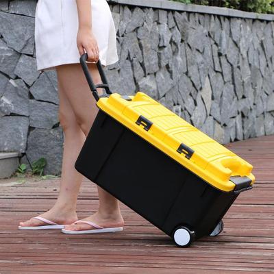 移动式塑料储物箱多功能车内杂物收纳箱带滚轮日用品车载整理箱