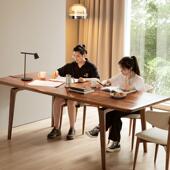 北美黑胡桃木家用实木餐桌长桌子现代简约原木办公桌全套家具