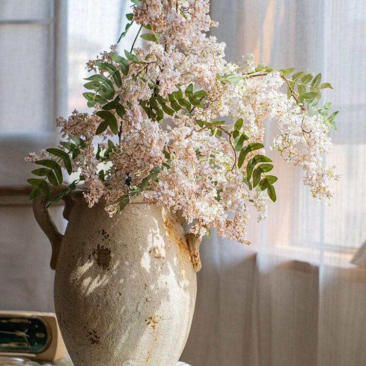 仿真槐花蕊高端婚礼布景商业造景假花紫粉槐花北欧墙壁软装饰庆典