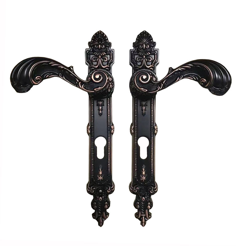 户外别墅欧式黑不锈钢铝艺庭院门把手大门锁铁艺75管门拉手执手锁