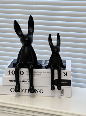 亚居良品/YaJu 北欧风哑光陶瓷长耳兔摆件客厅玄关摆件工艺品