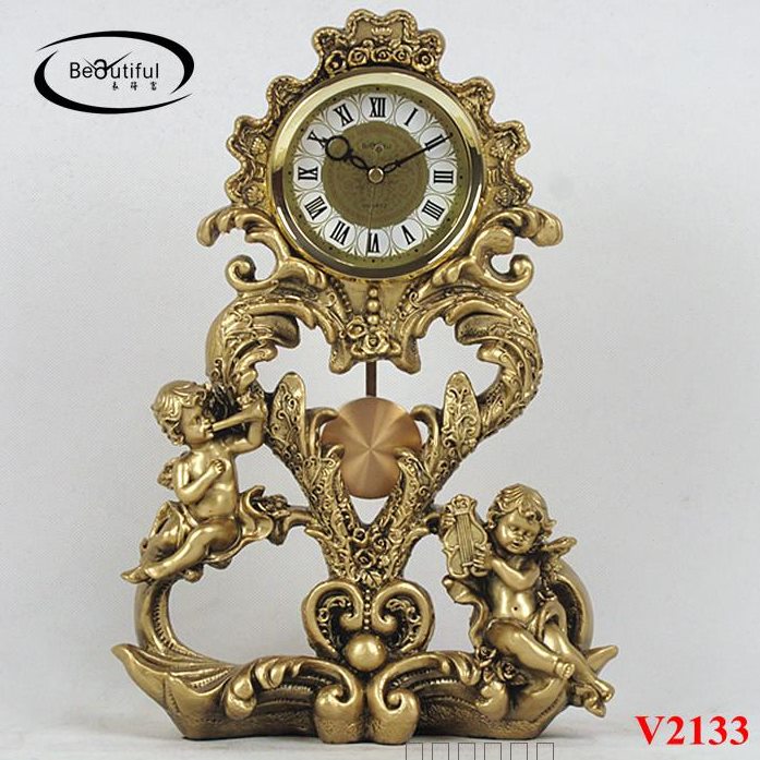 欧式摆件桌面书房座钟摆设工艺钟天使招财客厅奢华卧室摆台钟复古