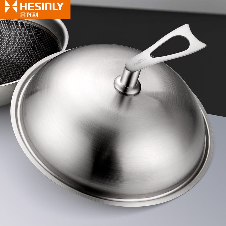 米厚通用炒菜锅盖子4加高寸厘平底锅盖汤锅330家用圆形不锈钢炒锅