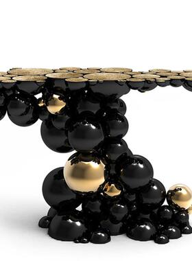 意式BOCADOLOBO玄关台不锈钢艺术装饰条案白色靠墙玄关桌轻奢家具