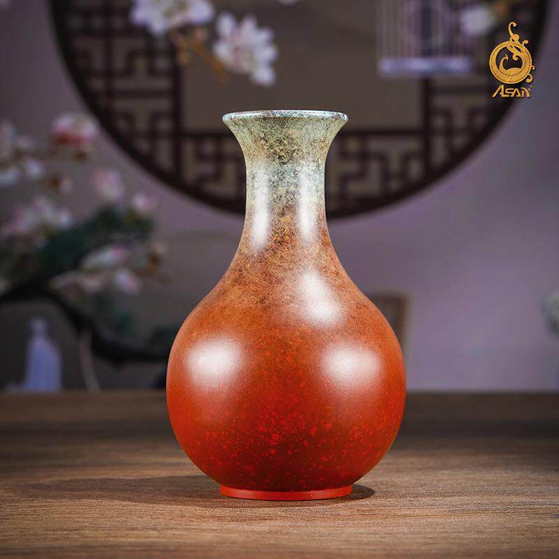 直销铜花瓶《浮翠流丹》铜工艺品室内客厅装饰插花干花装饰 - 实物图
