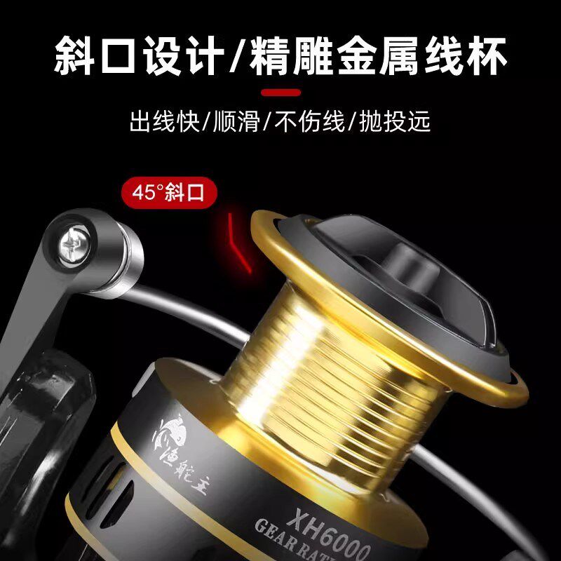 金属纺车轮摇臂深线杯远投路亚轮路滑海竿矶竿渔轮鱼线轮子卸力