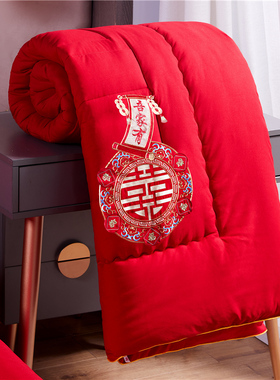 结婚大红色床褥子垫被棉絮家用1.8m双人床垫炕被褥女方婚庆陪嫁2m