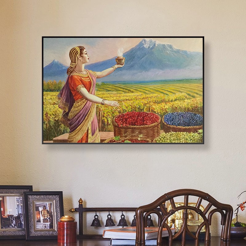 新疆风情挂画民族人物怀旧风景油画风壁画酒店民宿西域餐厅装饰画图片