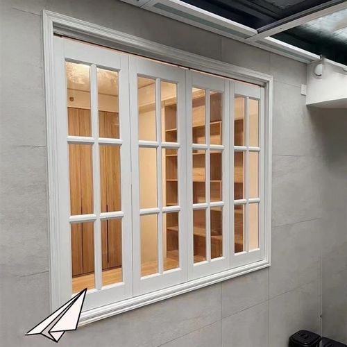 左右折叠窗户白色格子窗烤漆实木定制玻璃窗原木推拉窗对开窗隔断