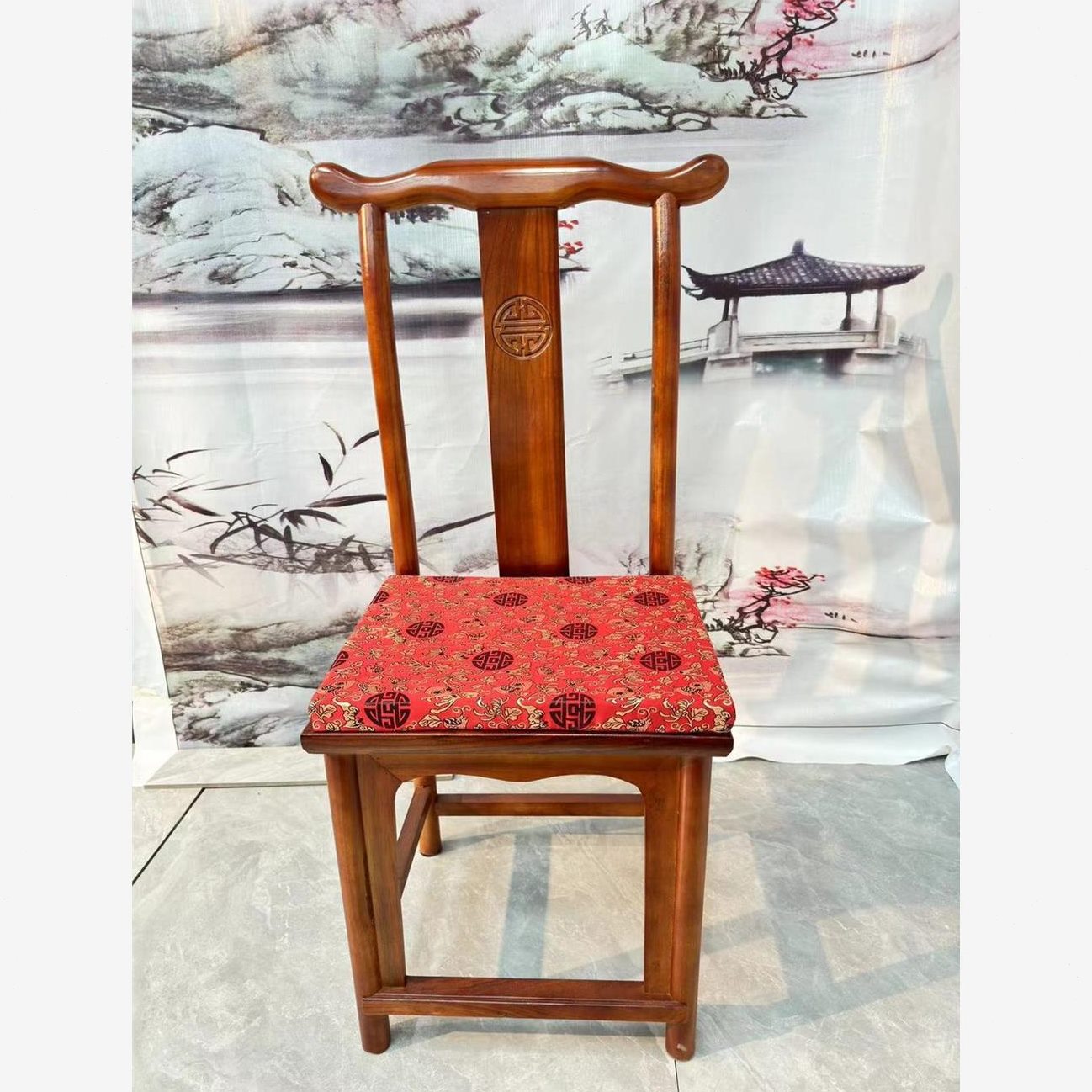 饭店榆木餐椅实木椅子中式牛角椅家用靠背椅官帽椅餐桌椅整装酒店