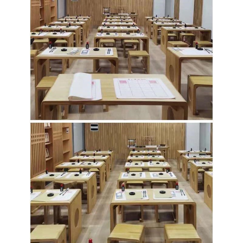画室茶艺桌实木培训班课桌椅桌子家用国学围棋新中式轻奢禅意