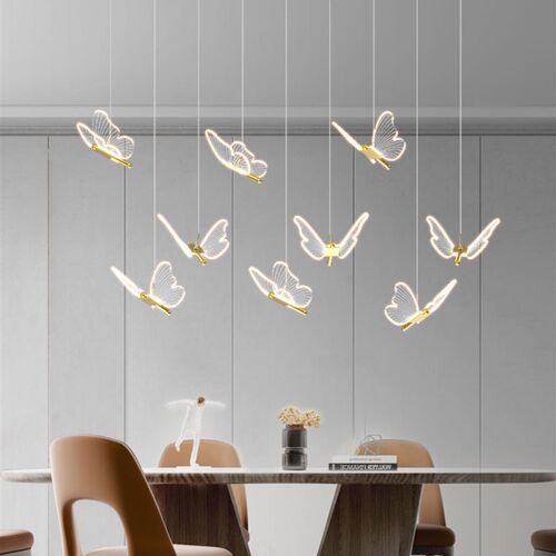蝴蝶客厅餐厅吊灯长方形饭厅灯浪漫轻奢床头灯现时尚装饰灯