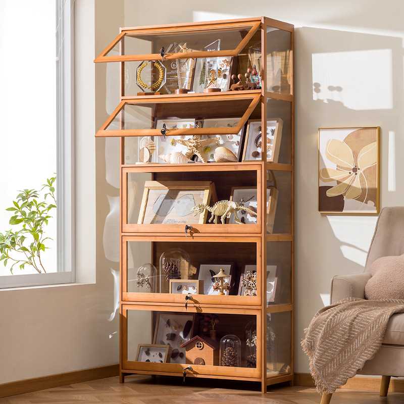 手办展示柜带锁亚克力展示架透明带灯防尘模型积木摆件货架展示盒