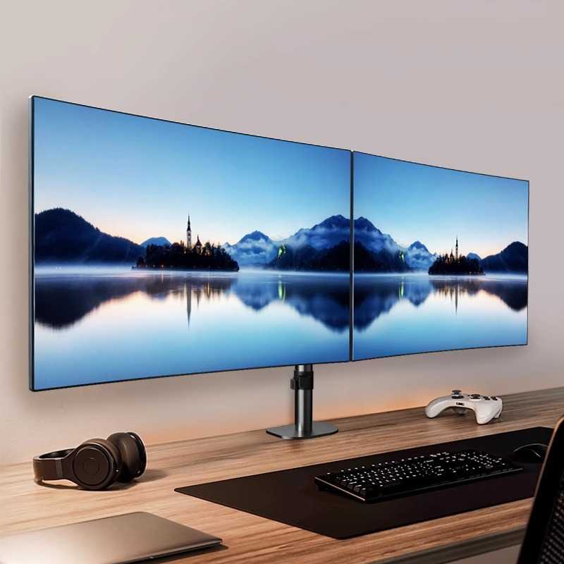 双屏显示器支架拼接 台式电脑通用桌面万向旋转底座电脑增高架