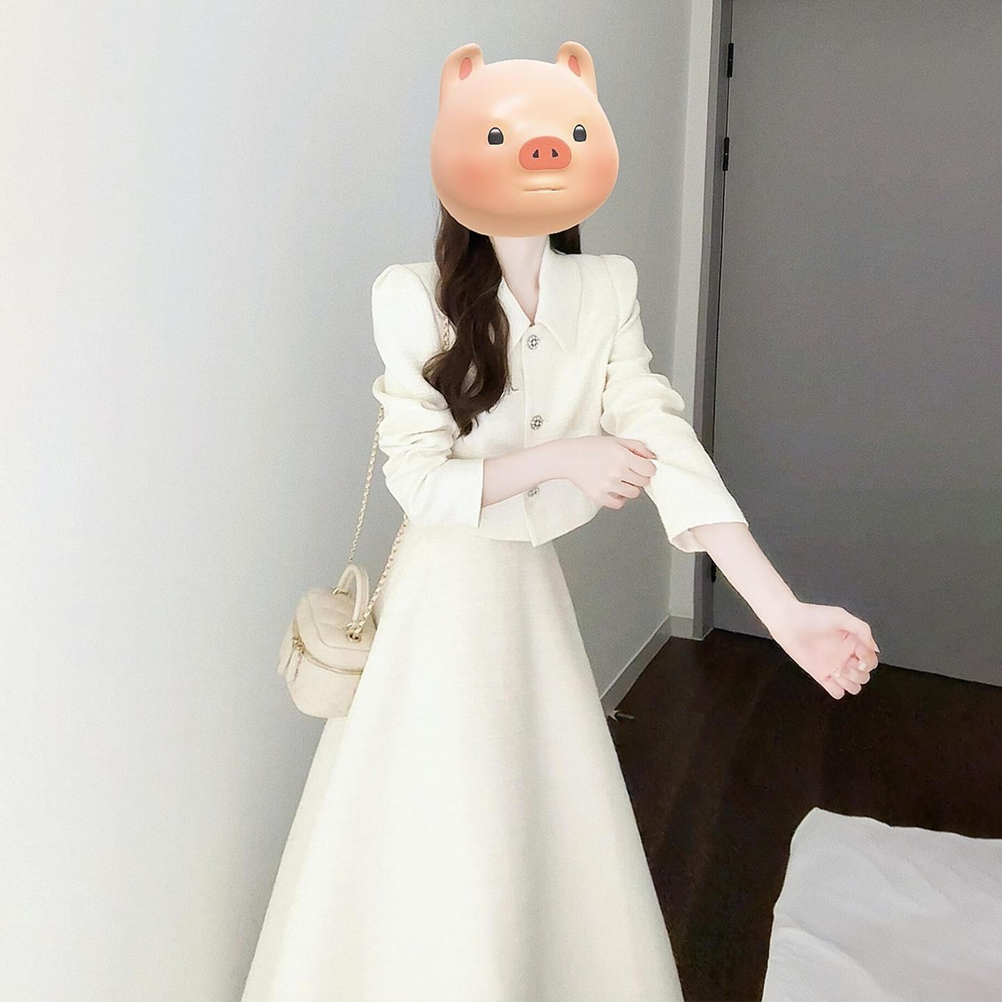 温柔富家千金感穿搭连衣裙子女2026新款早春季小香风两件套装长裙