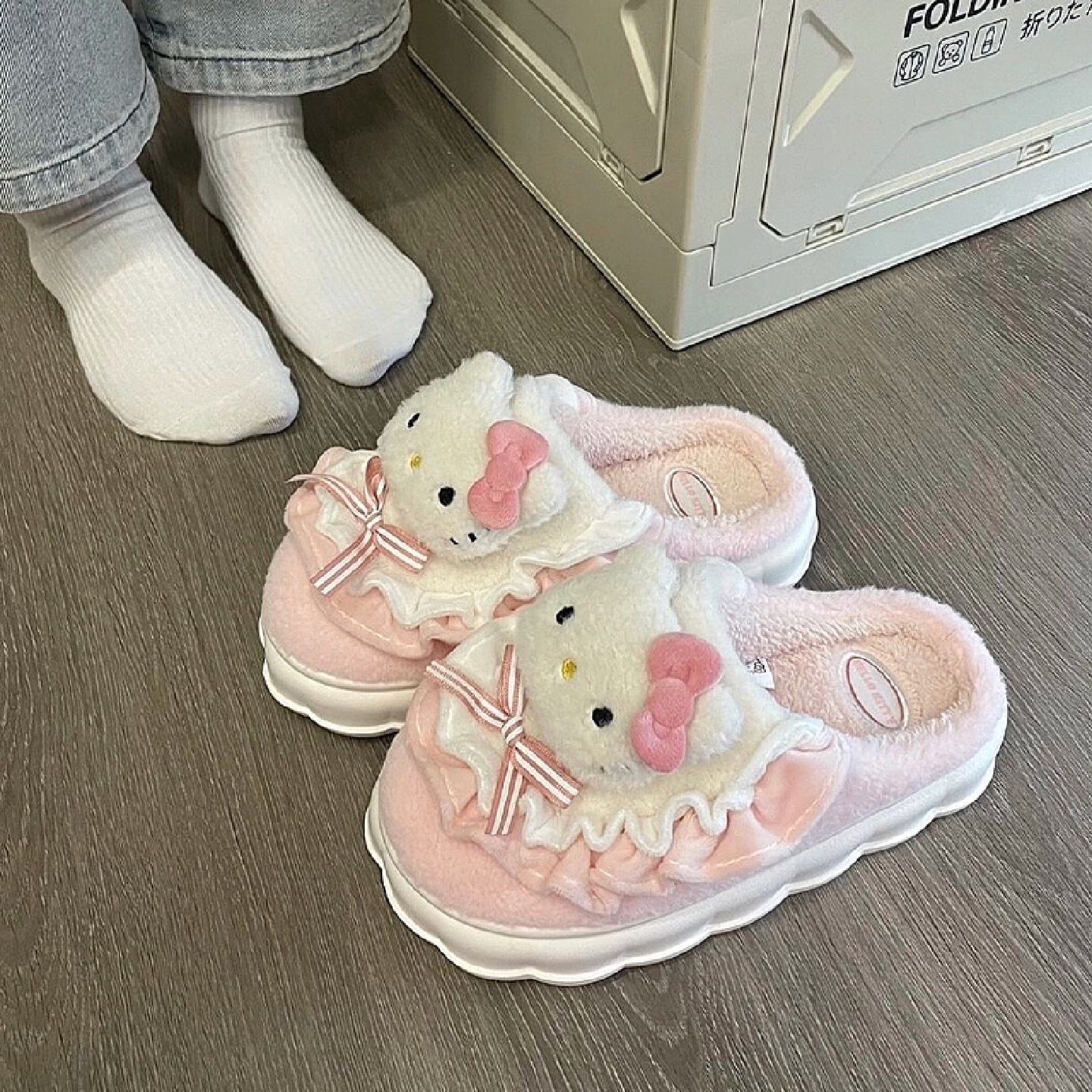 HelloKitty猫棉拖鞋女士秋冬季新款可爱室内家居保暖厚底防滑棉鞋