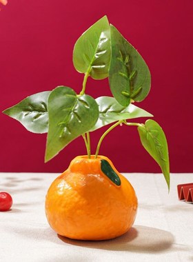 情绪稳定小花瓶橘子花瓶花器仿真桔子插花水培绿植客厅摆件办公室