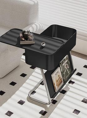 简约可移动床头小桌子中古小茶几J^客厅沙发边柜创意黑色边几现代