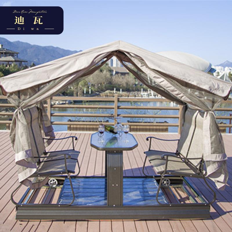 室外四人动力摇椅户外庭院秋千吊椅室外动摇桌椅花园别墅秋千椅