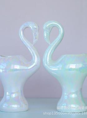 北欧轻奢创意陶瓷花瓶干花鲜花客厅餐厅婚庆桌面装饰摆件白瓷