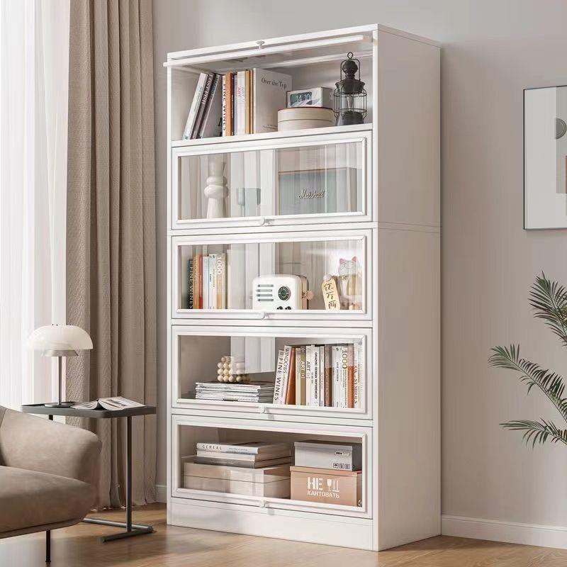 防尘书架落地客厅多层置物架透明展示柜储物柜家用收纳带门书柜