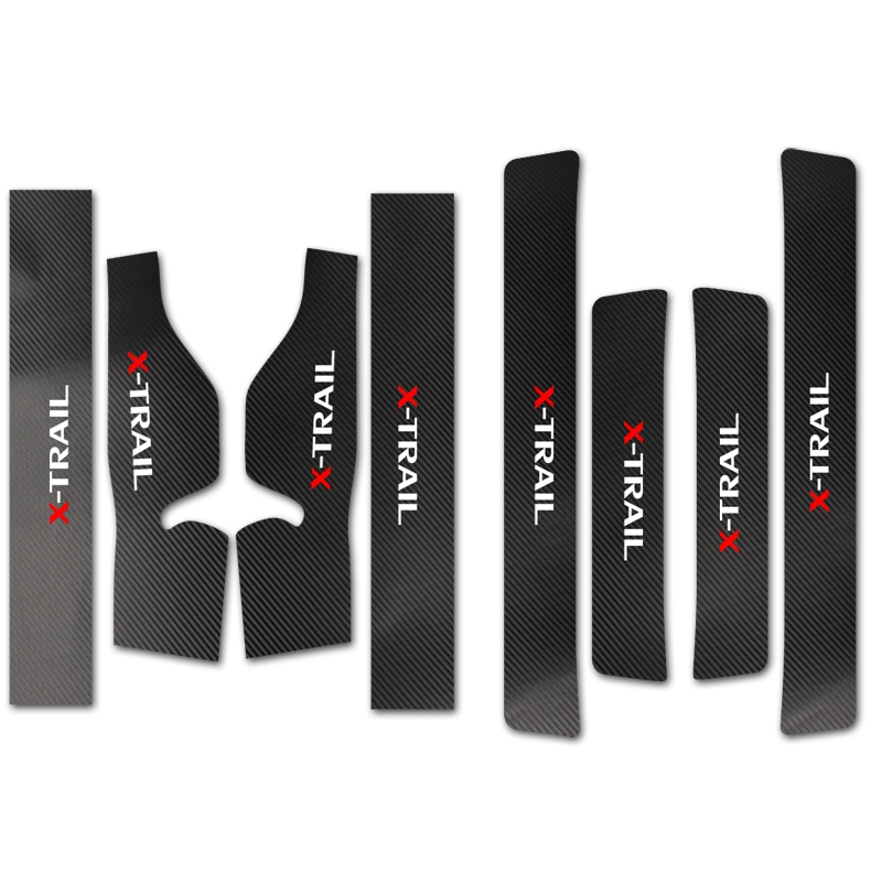 14-21奇骏门槛条碳纤维皮革迎宾踏板贴 后护板贴20新奇骏车门防踢