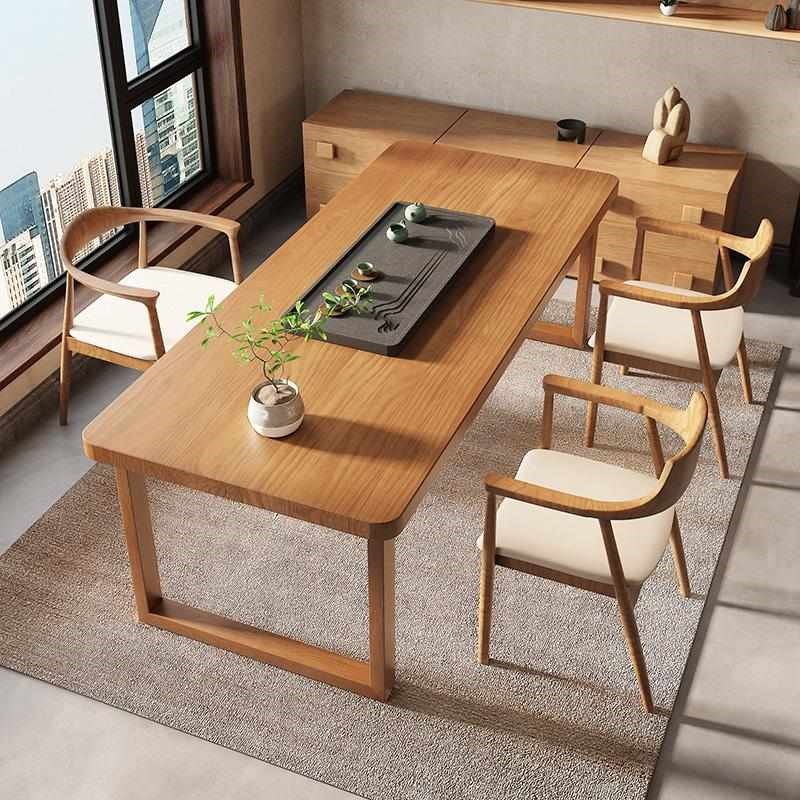 阳台茶桌2024新款小型泡茶桌家用休闲小茶台极简轻奢实木大板茶桌