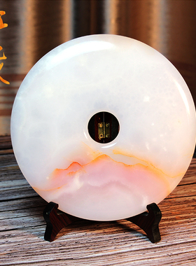 天然玉石保平安家居客厅红花冰玉扣和氏璧乔迁装饰礼品