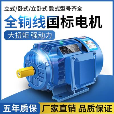 三相异步电动机1.1千瓦1.5/2.2/3千瓦4kw5.5/7.5马达国标电机380v