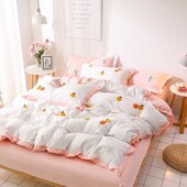 ns网红纯色水洗棉公主风毛巾绣床单床笠床上用品