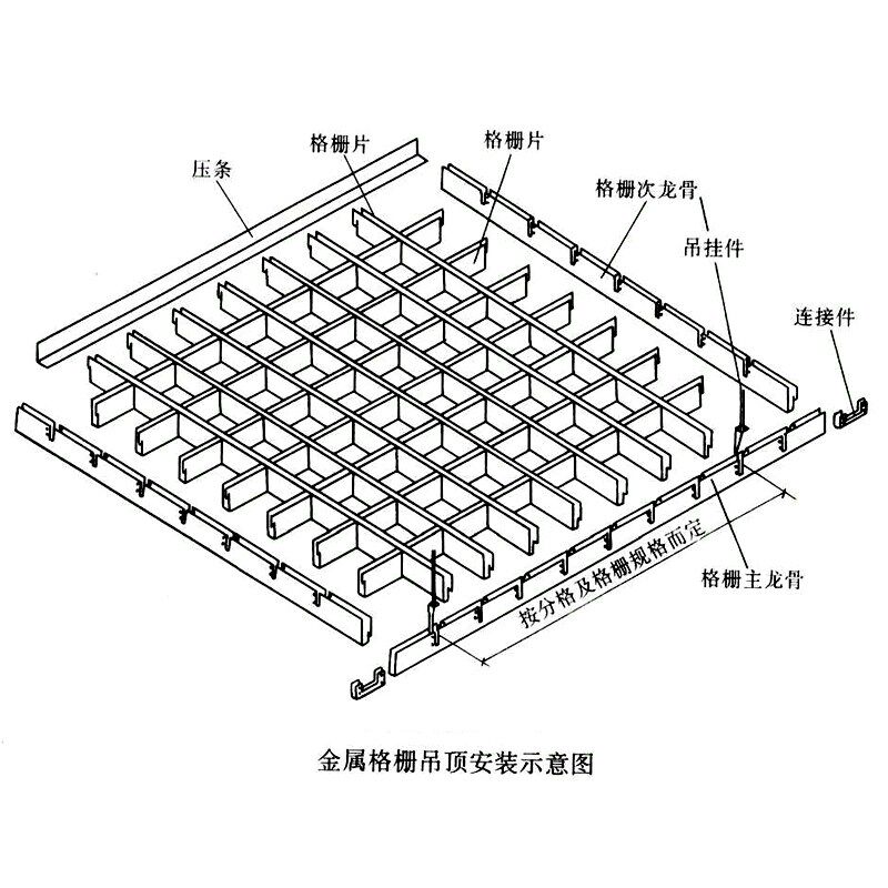 自装葡易木纹铝网栅吊顶材料客厅卧室阳台方格格格简萄架天花装饰