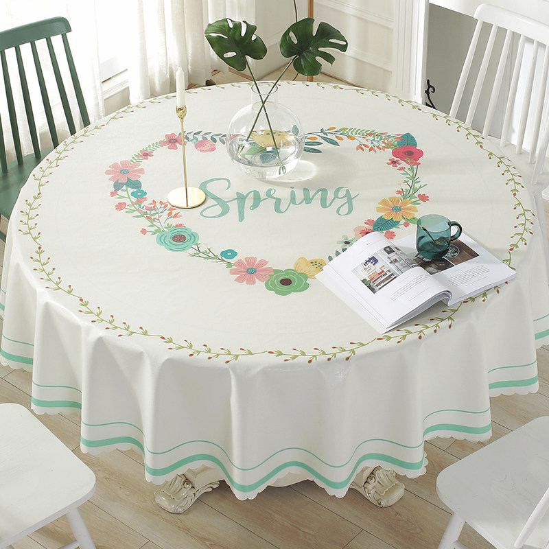 圆桌子餐桌布防水防油免洗p圆形塑料酒店台布家用布艺桌垫