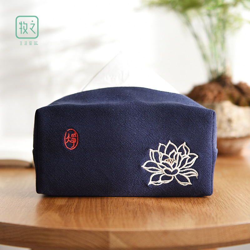 棉麻布艺图案刺绣花纸巾袋家用纸巾布套客厅抽纸巾盒O定制