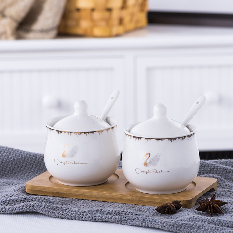 陶瓷调味罐家用调味盒套装厨房用品调味料瓶佐料盐罐调味罐三件套