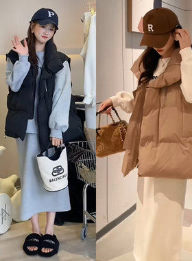 孕妇套装时尚洋派秋冬显瘦卫衣托腹半身裙马甲三件套棉服2023春秋
