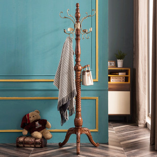 轻奢实木衣帽架落地挂衣架白色美式卧室家用转角客厅欧式衣服架子