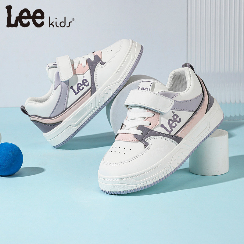 Leekids儿童板鞋白色魔术贴