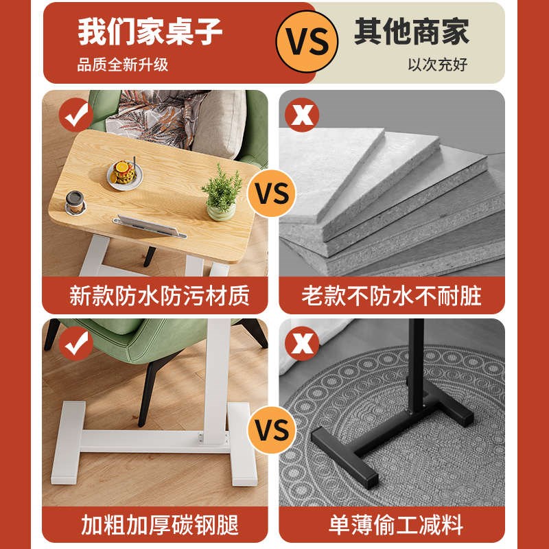 移动茶几边几小推车可折叠家用推拉茶几沙发边桌床头置物架小桌子