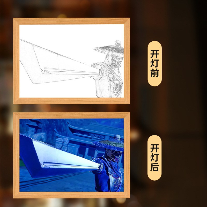 不良人周边装饰画办公桌面摆台卧室发光小夜灯画框送男女朋友礼物