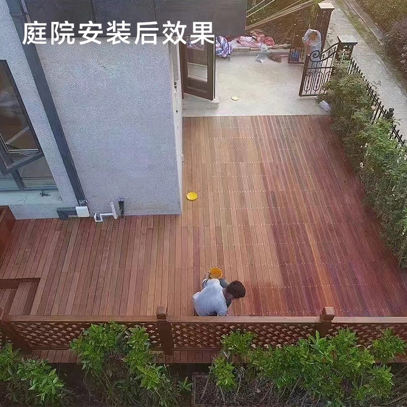 户外印尼菠萝格防腐木地板阳台庭院木平台墙板露台围栏板材木栈道