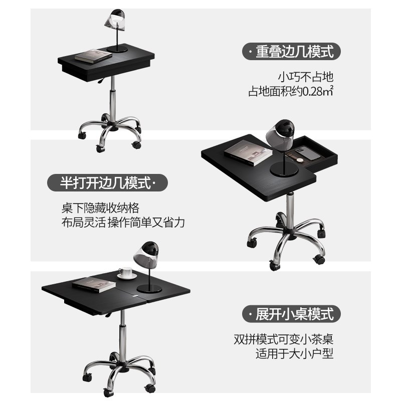 餐桌家用简易多功能移动升降折叠桌子方桌小众设计感2025新款爆款