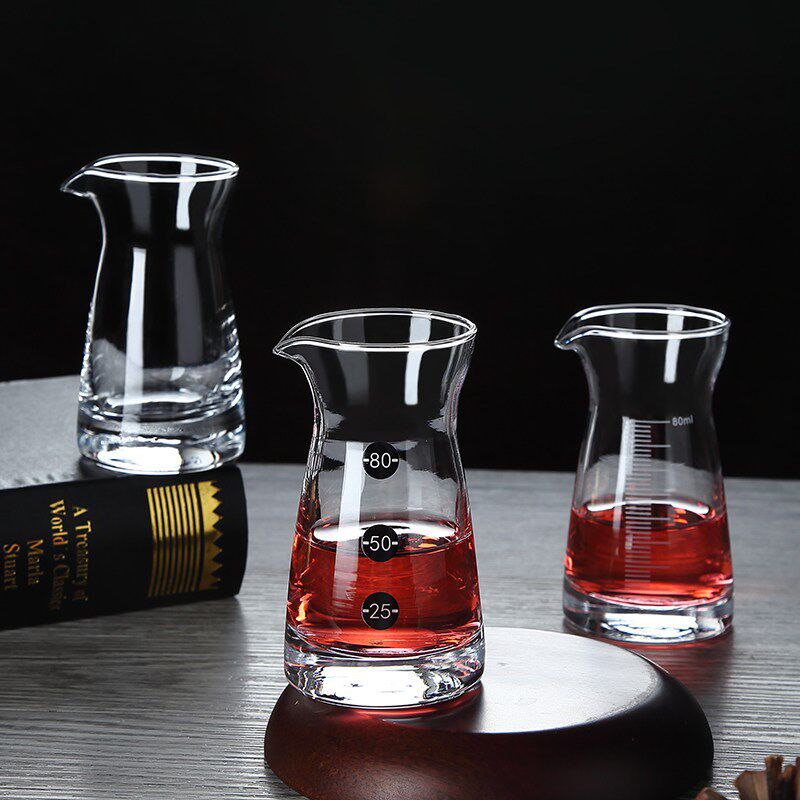 加厚刻度分酒器饭店家用白酒套装量酒器玻璃洋酒红酒分酒壶 6个装