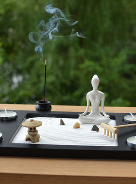 新中式创意枯山水烛台摆件中式家居酒店茶室玄关样板房