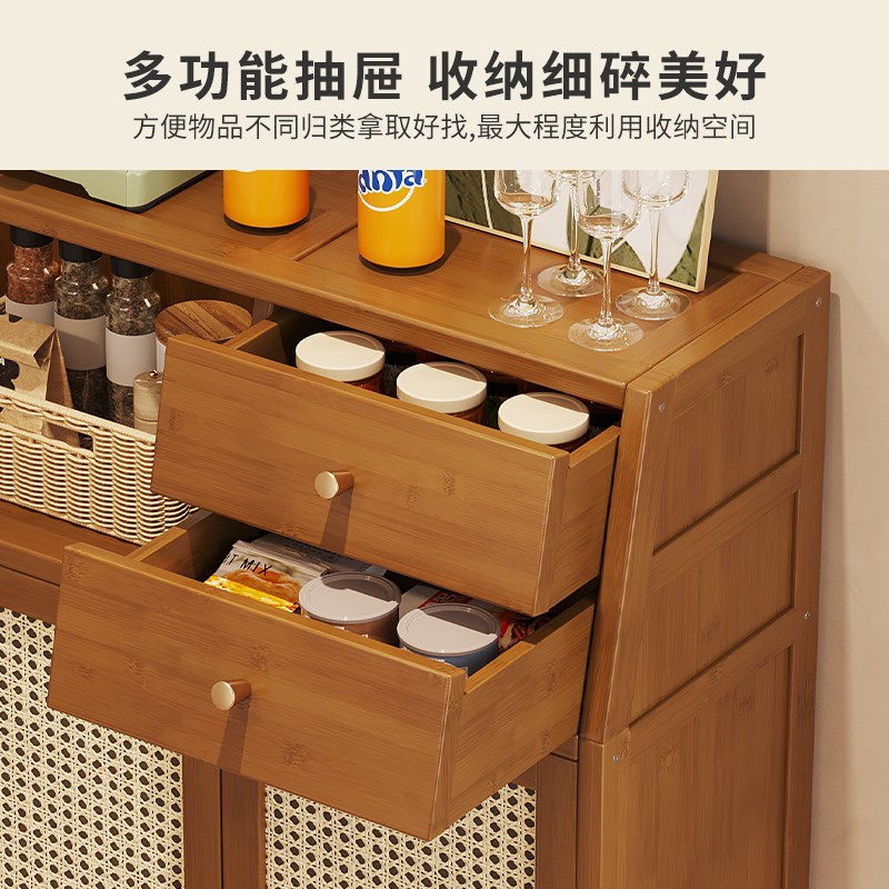 岛台柜单独移动中古风厨房茶吧一体餐边柜小户型吧台咖啡机置物架