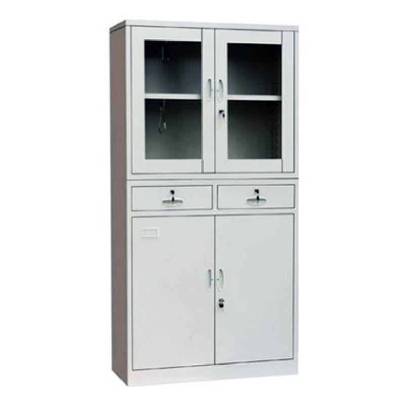 4门铁皮资料柜上玻下掩门柜钢制办公文件柜财务室档案柜深圳送货