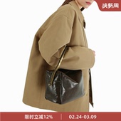 Rfactory豆腐包中号深棕牛皮斜挎单肩手提通勤小众设计师品牌女包